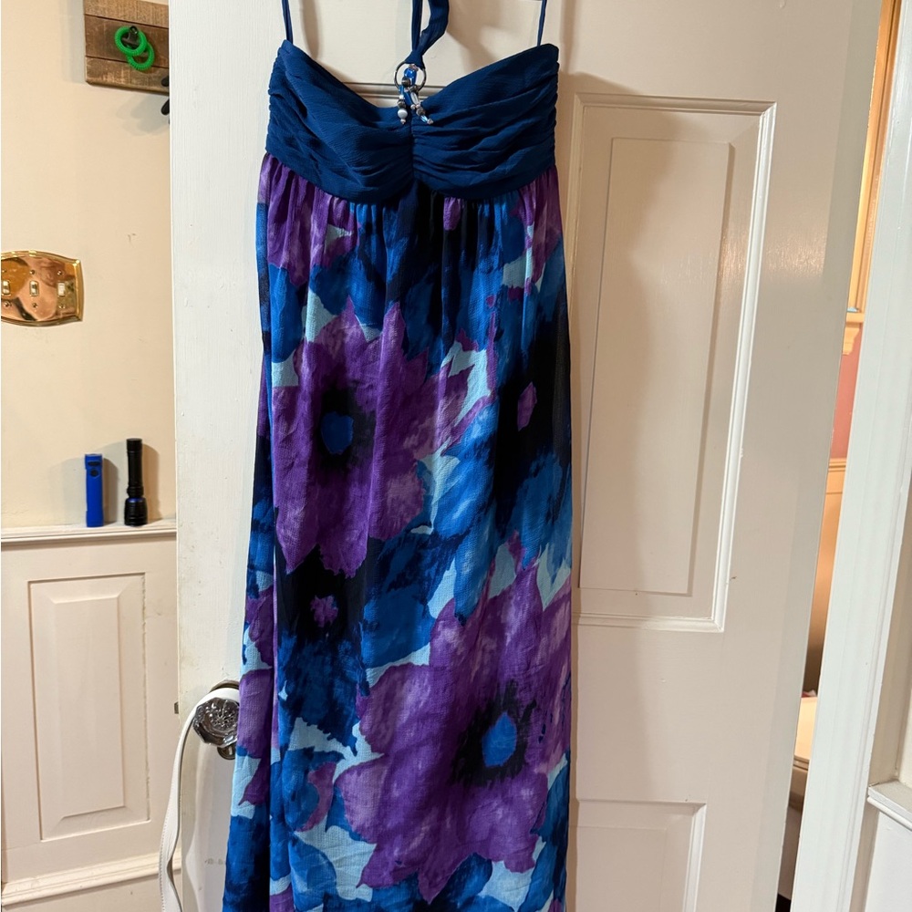 Nine West Elegant Blue Halter Dress